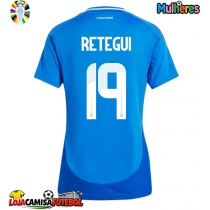 Camisa de Futebol Itália Mateo Retegui #19 Equipamento Principal Mulheres Europeu 2024 Manga Curta